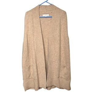 Loft Plus Sweater Women's 24/26 Wool Blend Sleeveless Duster Cardigan Cozy Beige